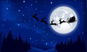 Santa's sleigh on Moon background