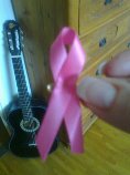 Det årliga rosa bandet från Bröstcancerfonden.